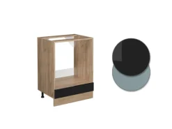 Vicco Herdumbauschrank R-Line Schwarz Hochglanz/Goldkraft Eiche 60 cm AP Eiche< Kochfelder