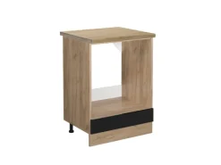 Vicco Herdumbauschrank R-Line Schwarz Hochglanz/Goldkraft Eiche 60 cm AP Eiche< Kochfelder