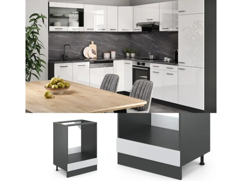 Vicco Herdumbauschrank R-Line Hochglanz/Anthrazit 60 cm AP Anthrazit< Kücheninseln