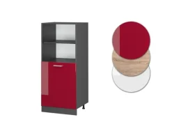 Clearance Vicco Herdumbauschrank R-Line Herdschrank Bordeaux Hochglanz/Anthrazit 60 cm Bordeaux-Glanz
