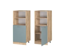 Vicco Herdumbauschrank R-Line Herdschrank Blau-Grau/Goldkraft Eiche 60 cm< Herde