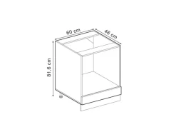 Vicco Herdumbauschrank R-Line Herdschrank Schwarz Hochglanz/Weiß 60 cm AP Eiche< Herde