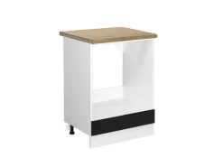 Vicco Herdumbauschrank R-Line Herdschrank Schwarz Hochglanz/Weiß 60 cm AP Eiche< Herde