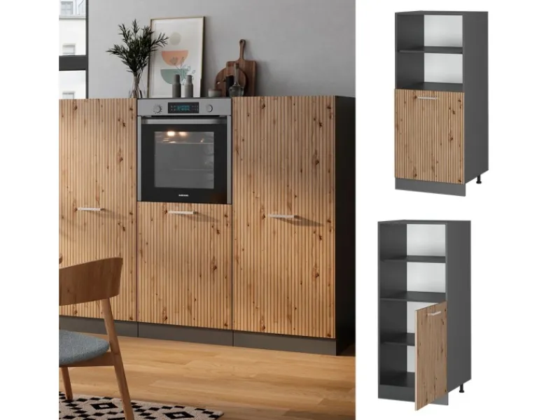 Vicco Herdumbauschrank R-Line Herdschrank Artisan-Eiche/Anthrazit 60 cm< Herde
