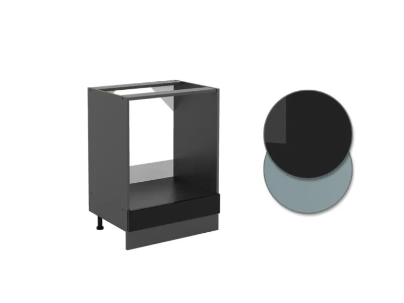 Vicco Herdumbauschrank R-Line Schwarz Hochglanz/Anthrazit 60 cm AP Anthrazit< Herde