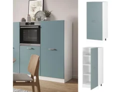Vicco Herdumbauschrank R-Line Küchenkommode Blau-Grau/Weiß 60 cm< Herde|Küchenschränke