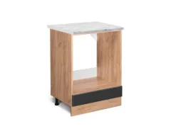Discount Vicco Herdumbauschrank R-Line Hochglanz/Goldkraft Eiche 60 cm AP Marmor Anthrazit