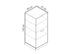 Vicco Herdumbauschrank R-Line Herdschrank Schwarz Beton/Weiß 60 cm Beton Anthrazit