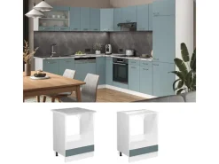 Herde<Vicco Herdumbauschrank R-Line Blau-Grau/Weiß 60 cm ohne Arbeitsplatte