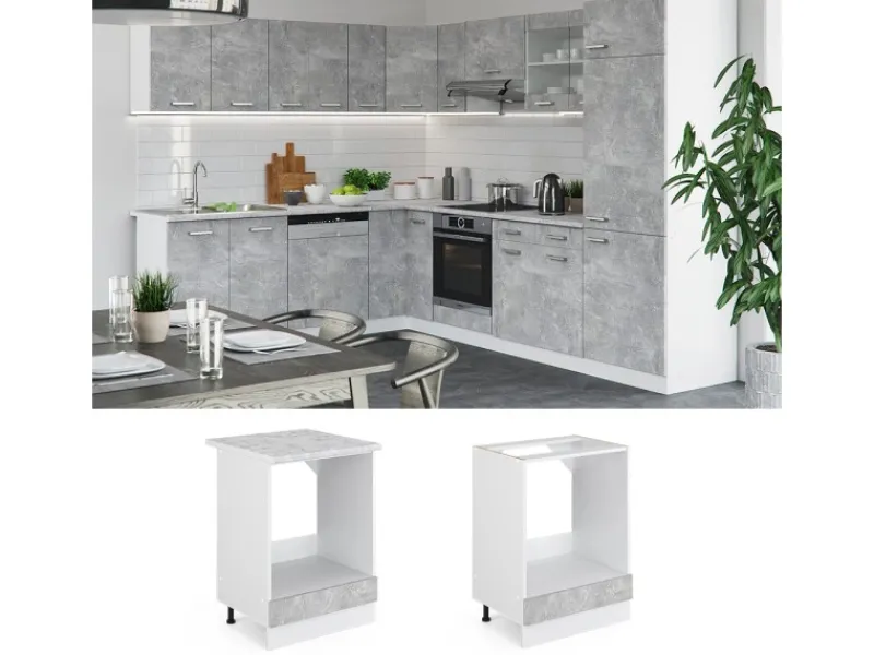 Sale Vicco Herdumbauschrank R-Line Herdschrank /Weiß 60 cm AP Anthrazit Beton