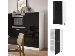 Vicco Herdumbauschrank R-Line Küchenkommode Schwarz Hochglanz/Weiß 60 cm< Kochfelder