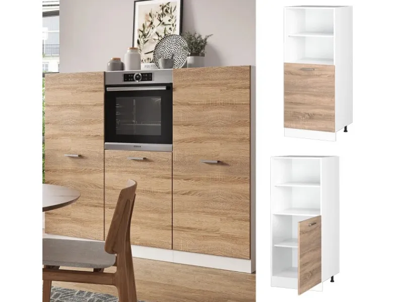 Einbauküchen<Vicco Herdumbauschrank R-Line Herdschrank Sonoma/Weiß 60 cm