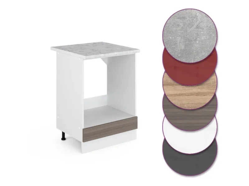 Vicco Herdumbauschrank R-Line Herdschrank Grau/Weiß 60 cm AP Marmor< Herde