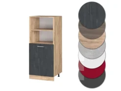 New Vicco Herdumbauschrank R-Line Herdschrank Schwarz Beton/Goldkraft Eiche 60 cm mit Goldkraft Eiche Korpus Beton Anthrazit