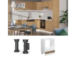 Best Vicco Herdumbauschrank R-Line Herdschrank Artisan-Eiche/Weiß 60 cm AP Anthrazit Artisan Eiche