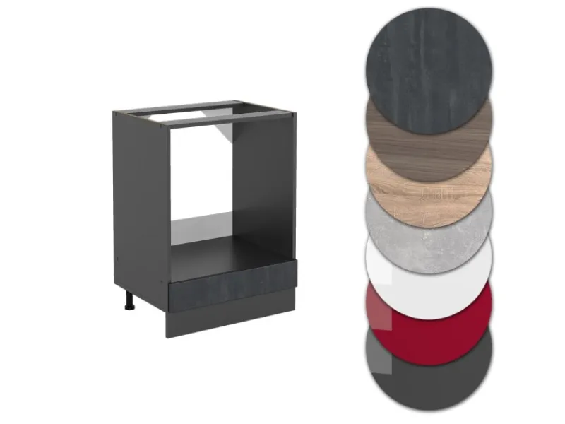 Kücheninseln<Vicco Herdumbauschrank R-Line Herdschrank Schwarz Beton/Anthrazit 60 cm AP Eiche