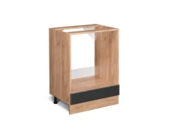 Herde<Vicco Herdumbauschrank R-Line Hochglanz/Goldkraft Eiche 60 cm ohne Arbeitsplatte