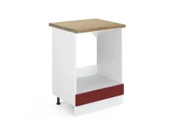 Sale Vicco Herdumbauschrank R-Line Bordeaux Hochglanz/Weiß 60 cm AP Eiche Bordeaux-Glanz