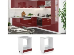 Sale Vicco Herdumbauschrank R-Line Bordeaux Hochglanz/Weiß 60 cm AP Eiche Bordeaux-Glanz