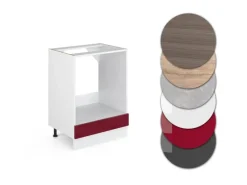 Sale Vicco Herdumbauschrank R-Line Bordeaux Hochglanz/Weiß 60 cm AP Eiche Bordeaux-Glanz