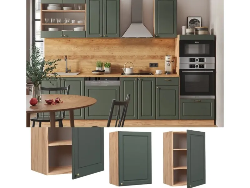 Küchenschränke<Vicco Hängeschrank Fame-Line Grün-Gold Landhaus/Goldkraft Eiche 50 cm