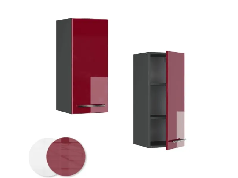 Herde|Kühlschränke<Vicco Hängeschrank Fame-Line Hängender Küchenschrank Bordeaux Hochglanz/Anthrazit 30 cm