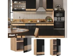 Vicco Hängeschrank Fame-Line Schwarz-Eiche Hochglanz/Goldkraft Eiche 40 cm< Kücheninseln|Küchenschränke