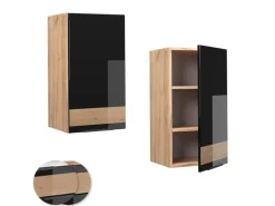 Vicco Hängeschrank Fame-Line Schwarz-Eiche Hochglanz/Goldkraft Eiche 40 cm< Kücheninseln|Küchenschränke