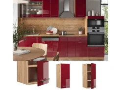 Küchenschränke|Einbauküchen<Vicco Hängeschrank Fame-Line Bordeaux Hochglanz/Goldkraft Eiche 30 cm