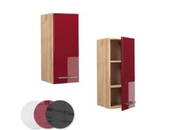 Küchenschränke|Einbauküchen<Vicco Hängeschrank Fame-Line Bordeaux Hochglanz/Goldkraft Eiche 30 cm