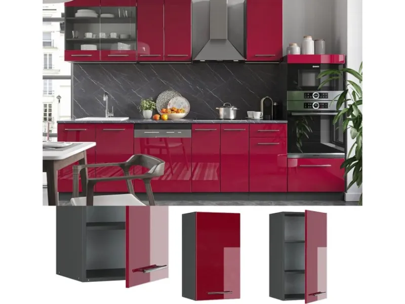 Küchenschränke<Vicco Hängeschrank Fame-Line Hängender Küchenschrank Bordeaux Hochglanz/Anthrazit 40 cm