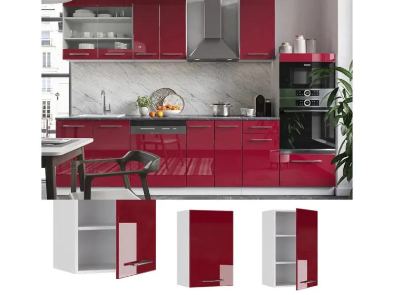 Best Vicco Hängeschrank Fame-Line Hängender Küchenschrank Bordeaux Hochglanz/Weiß 45 cm Bordeaux-Glanz