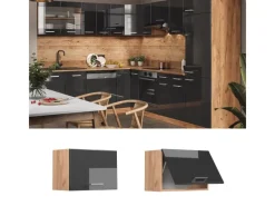 Küchenschränke<Vicco Hängeschrank R-Line Hochglanz/Goldkraft Eiche 60 cm Flach
