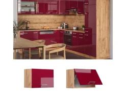 Vicco Hängeschrank R-Line Bordeaux Hochglanz/Goldkraft Eiche 60 cm Flach< Küchenschränke