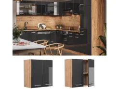 Clearance Vicco Hängeschrank R-Line Hängender Küchenschrank Hochglanz/Goldkraft Eiche 60 cm Anthrazit