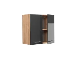 Clearance Vicco Hängeschrank R-Line Hängender Küchenschrank Hochglanz/Goldkraft Eiche 60 cm Anthrazit