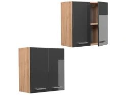 Clearance Vicco Hängeschrank R-Line Hängender Küchenschrank Hochglanz/Goldkraft Eiche 60 cm Anthrazit