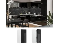 Pfannen|Herde<Vicco Hängeschrank R-Line Hängender Küchenschrank Schwarz Hochglanz/Weiß 30 cm