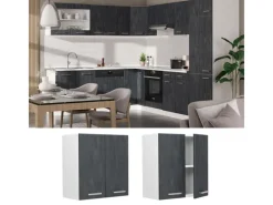 Küchenschränke<Vicco Hängeschrank R-Line Hängender Küchenschrank Schwarz Beton/Weiß 60 cm