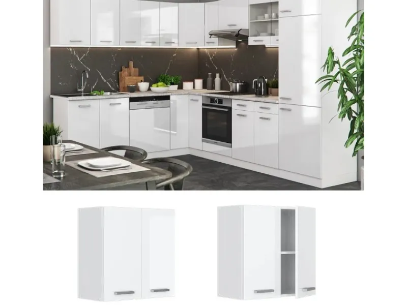 Discount Vicco Hängeschrank R-Line Hängender Küchenschrank Hochglanz/ 60 cm Weiß