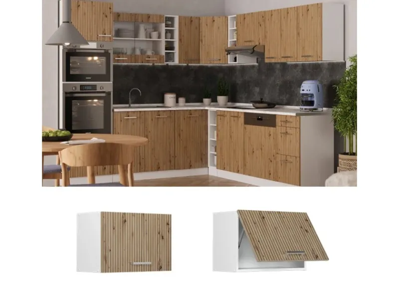 Discount Vicco Hängeschrank R-Line Hängender Küchenschrank Artisan-Eiche/Weiß 60 cm Flach Artisan Eiche