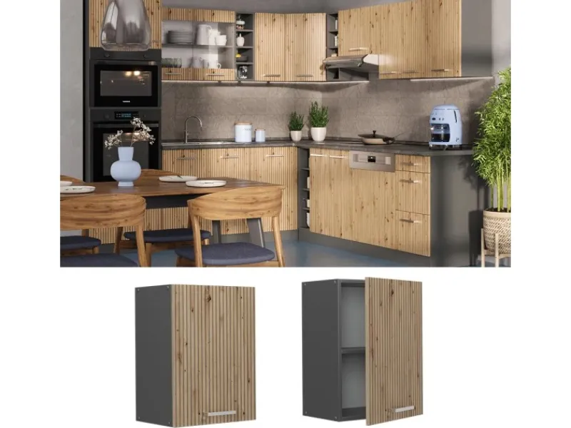 Küchenschränke<Vicco Hängeschrank R-Line Hängender Küchenschrank Artisan-Eiche/Anthrazit 45 cm