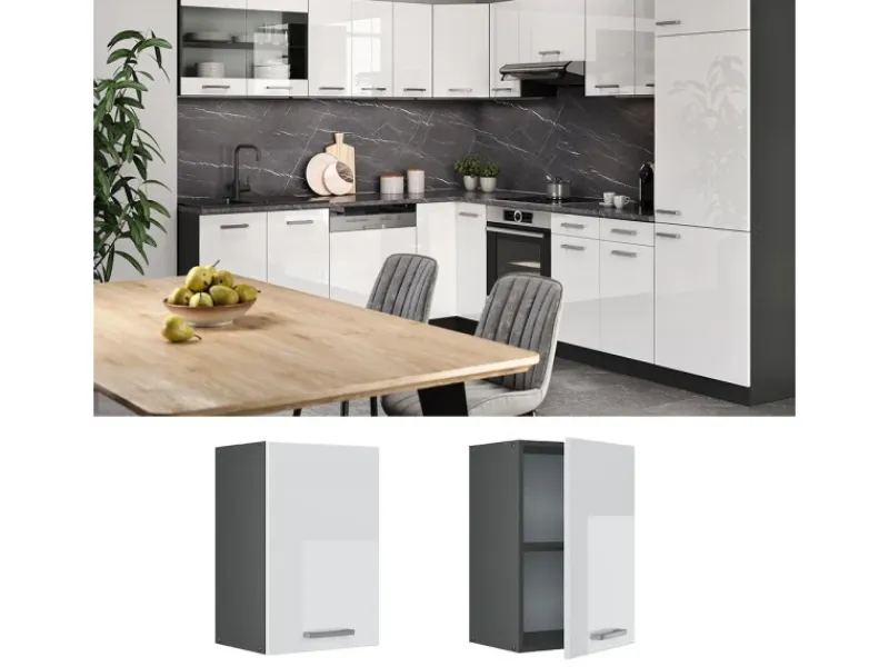 Vicco Hängeschrank R-Line Hängender Küchenschrank Hochglanz/Anthrazit 40 cm< Küchenschränke