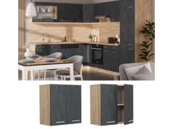 Vicco Hängeschrank R-Line Hängender Küchenschrank Schwarz Beton/Goldkraft Eiche 60 cm< Küchenschränke