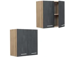 Vicco Hängeschrank R-Line Hängender Küchenschrank Schwarz Beton/Goldkraft Eiche 60 cm< Küchenschränke