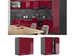 Küchenschränke|Einbauküchen<Vicco Hängeschrank R-Line Hängender Küchenschrank Bordeaux Hochglanz/Anthrazit 60 cm