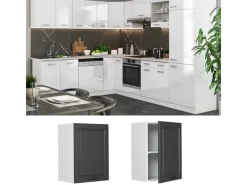 Vicco Hängeschrank R-Line Hängender Küchenschrank Anthrazit Landhaus/Weiß 45 cm< Küchenschränke