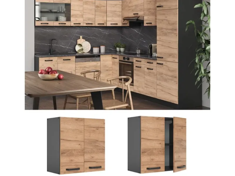 Vicco Hängeschrank R-Line Hängender Küchenschrank Goldkraft /Anthrazit 60 cm< Küchenschränke