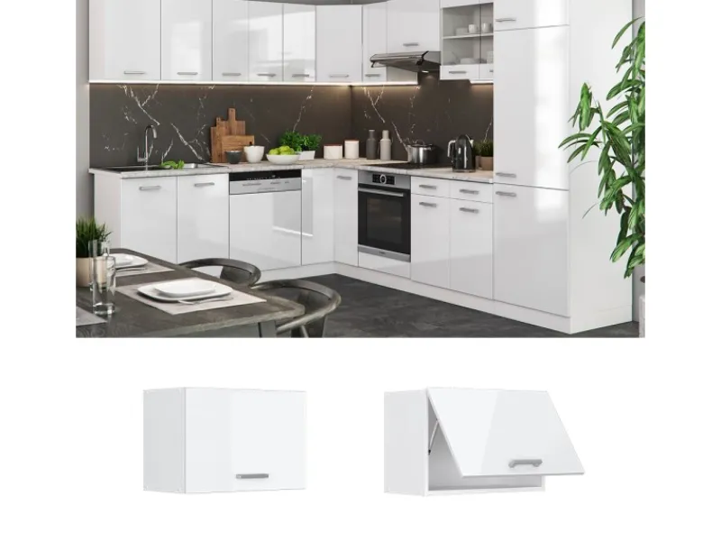 Vicco Hängeschrank R-Line Hängender Küchenschrank Hochglanz/ 60 cm Flach Weiß