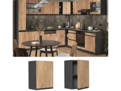 Clearance Vicco Hängeschrank R-Line Hängender Küchenschrank Goldkraft /Anthrazit 45 cm J-Shape Eiche